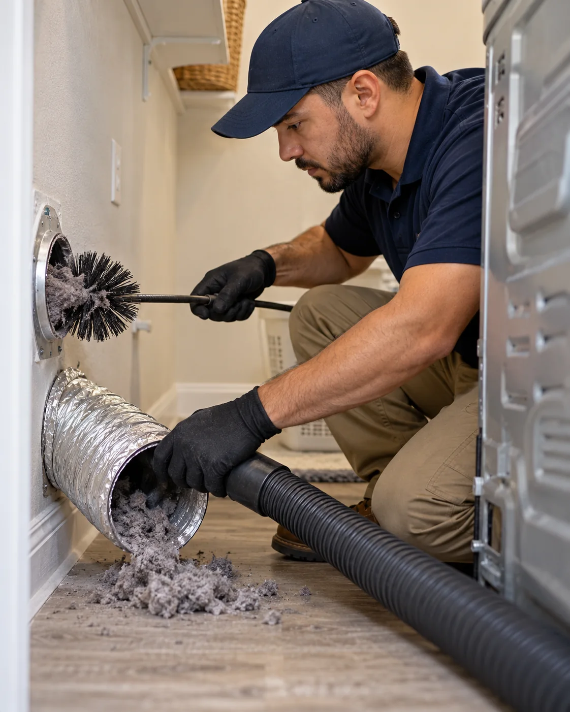 Illustrative dryer vent cleaning service scene